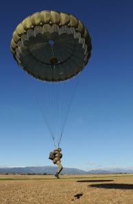 British Paratrooper Landing During Exercise